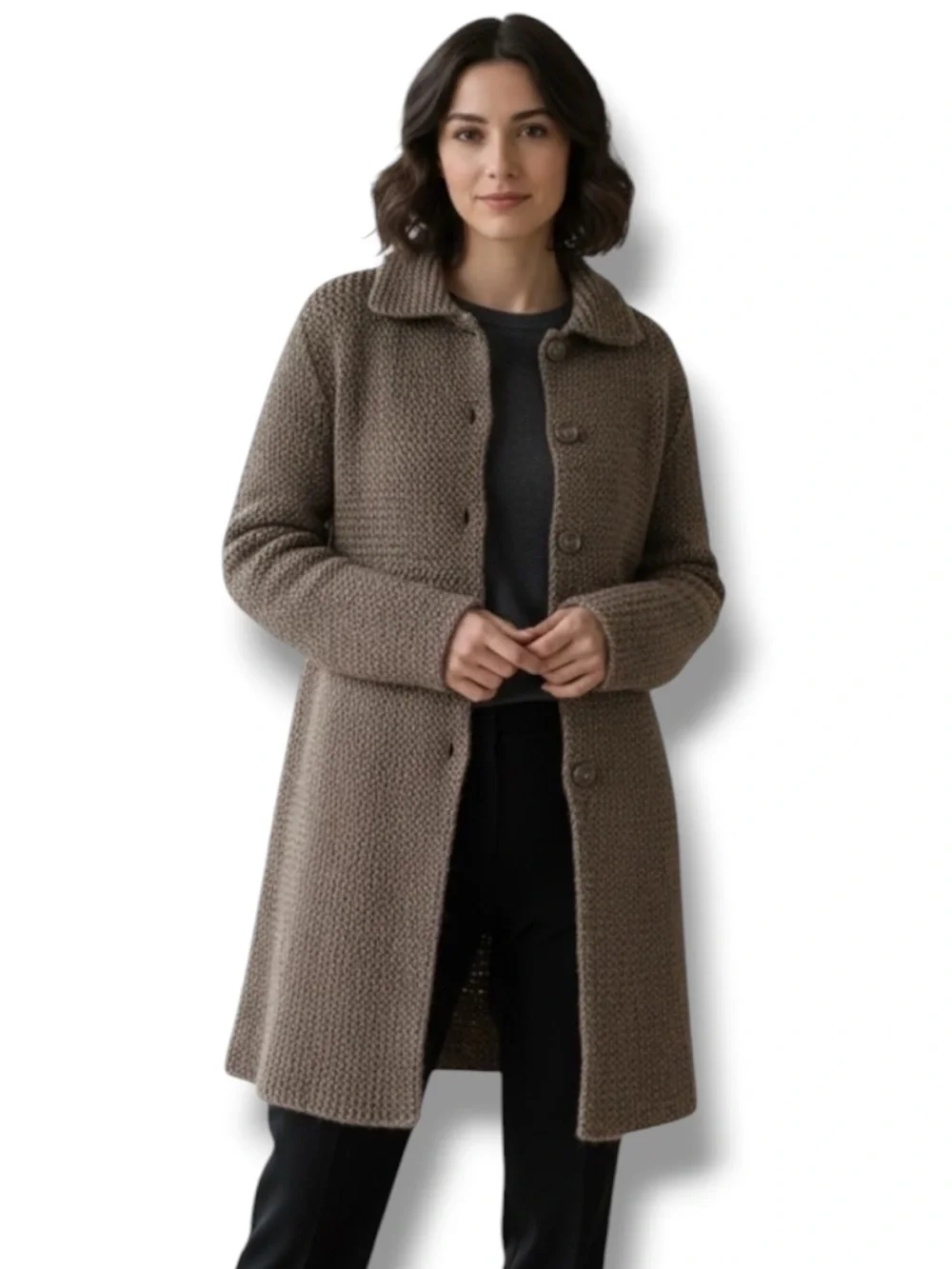 Vintage Look Knit Midi Coatigan - Based on Measurements Fits L/XL Sweater Coat 🤎